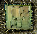 Decapsulated YM3812, showing the die surface