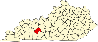 Map of Kentucky highlighting Butler County