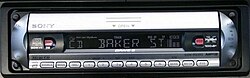 Fourteen-segment characters on an after-market car stereo LCD