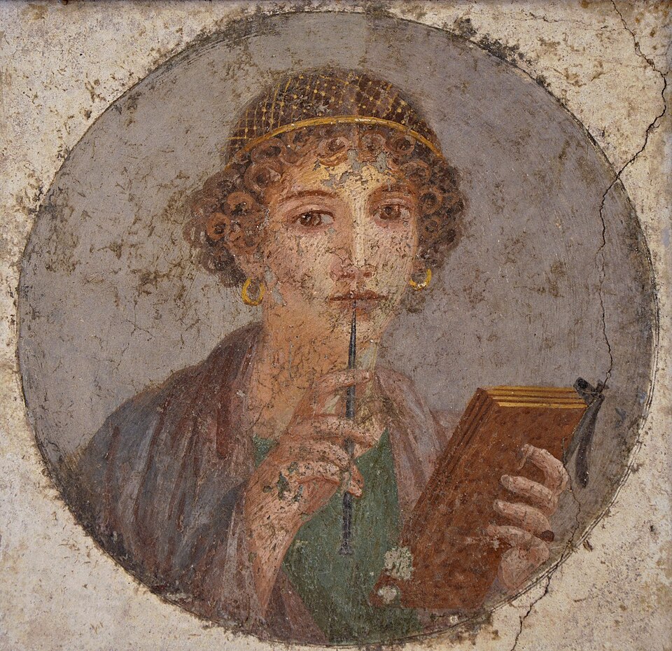 File:Pompeian fresco depicting an educated woman.jpg