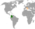 Location map for Colombia and Italy.