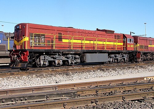 No. 34-469 (ex Kenya Railways no. 9511) at Saldanha, Western Cape, in SAR Gulf Red and whiskers, 19 August 2010