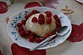 Raspberry dessert with cream cheese and honey