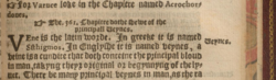 pointing hands in a book mark both the cross-reference text, "for Varuce loke in the Chapitre named Acrochordones", and the section heading, "The. 361. Chapitre dothe shewe of the principall Veynes."