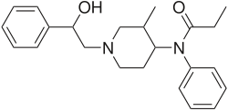 Chemical structure of ohmefentanyl.