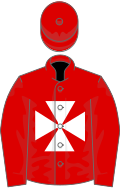 Red, white maltese cross, red cap