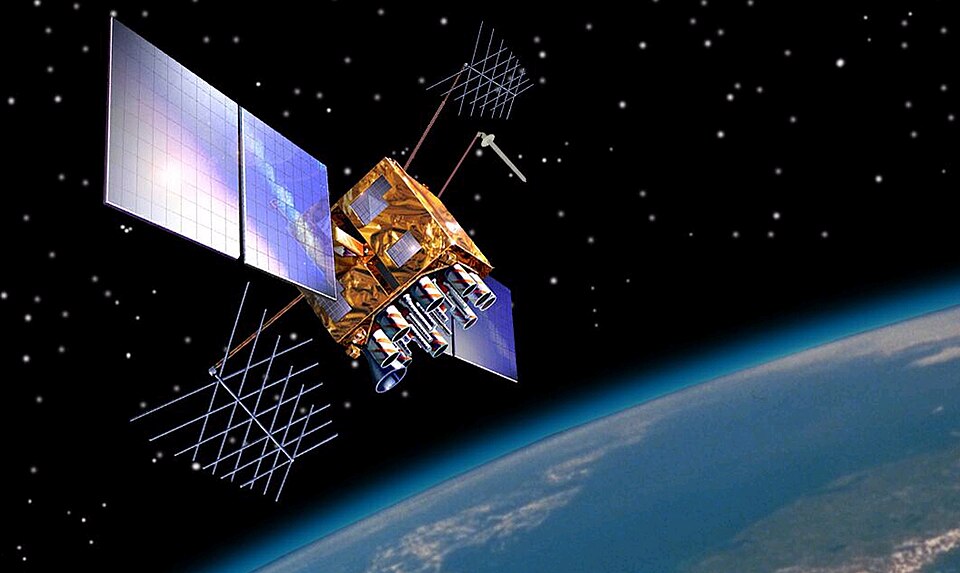 Artist's impression of a GPS-IIRM satellite in orbit