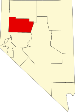 Map of Nevada highlighting Pershing County