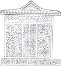 Archaeological illustration of the left (west) side of Wirkak's sarcophagus.