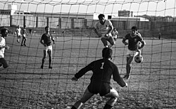 Soccer game between Maccabi Yafo (dark shirts) and Maccabi Haifa, 1969