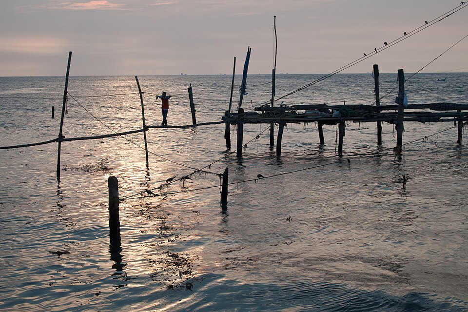 File:Kochi, Fishing nets, Sunset, Kerala, India.jpg