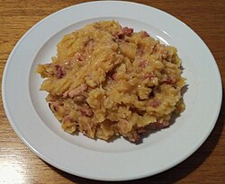 Mulgipuder, a traditional dish of potatoes, groats and pork, originating from south Estonia