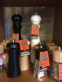 Modern Peugeot pepper or salt grinders.