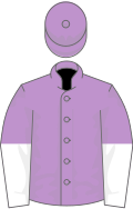 Mauve, mauve and white halved sleeves