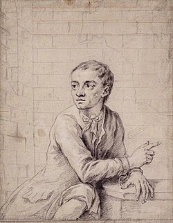 Chalk and pencil sketch of Jack Sheppard in Newgate Prison.