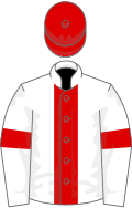 White, red stripe, armlets and cap