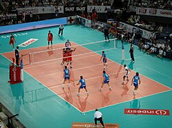 Volleyball match between the Russian and Italian national teams