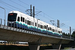 Light rail train in Tukwila, Washington