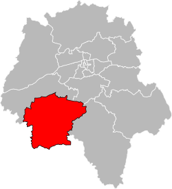 Location of the canton of Sainte-Maure-de-Touraine in the department of Indre-et-Loire