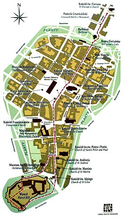 Map of Old Town and Wawel