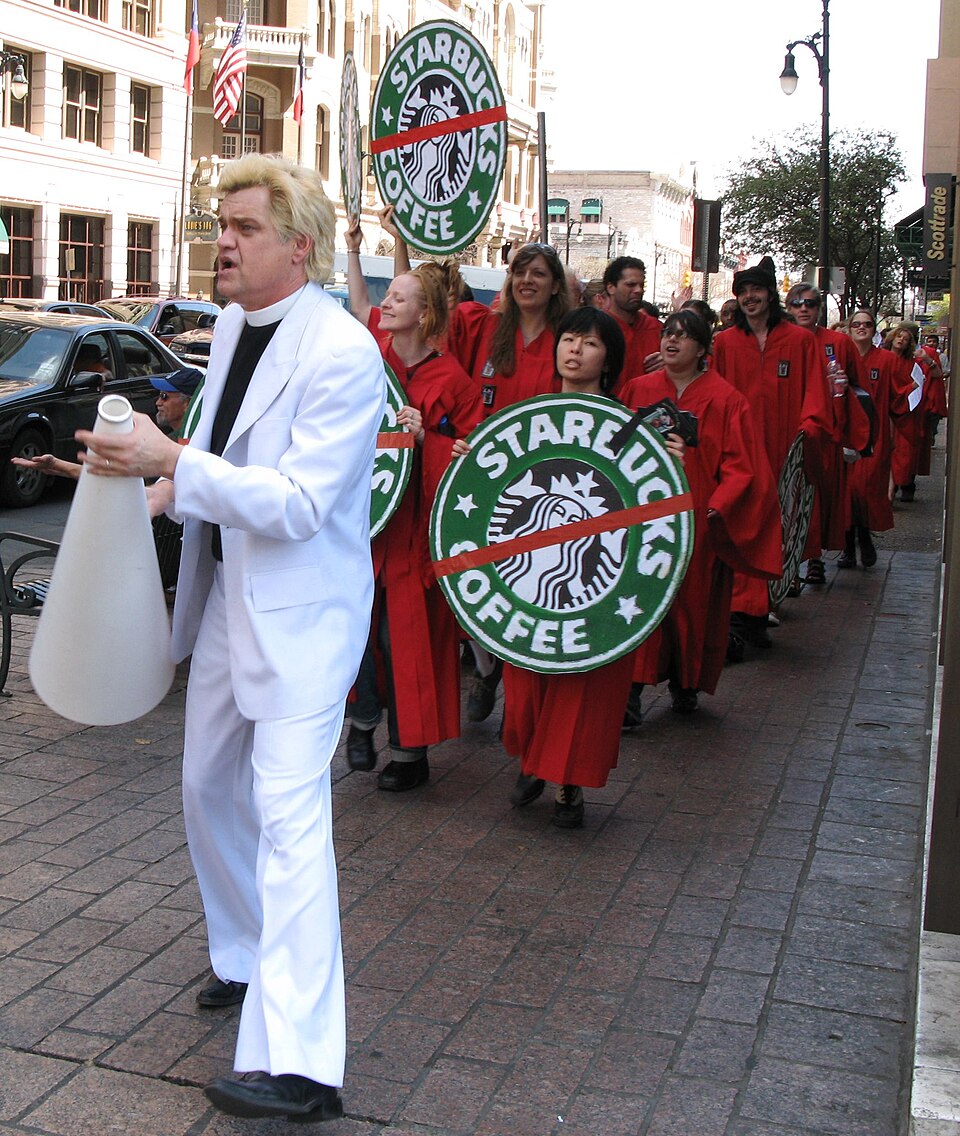 File:Reverend Billy protesting against Starbucks.jpg
