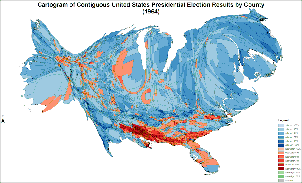 File:CartogramPresidentialCounty1964Colorbrewer.gif