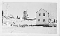 Orlac Gold Mines head shaft and warehouse February 1946
