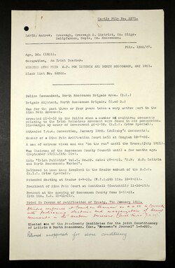 Military intelligence file for Andrew Lavin