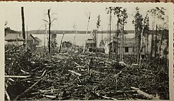 Sanshaw Gold Mine Site 1938 year after closure, Howey Bay background