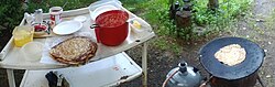 Making Finnish crêpes called ohukainen