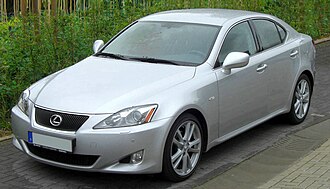 Front three-quarters view of a silver sedan