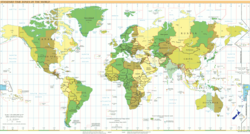 World map of UTC+13