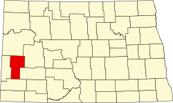 State map highlighting Billings County