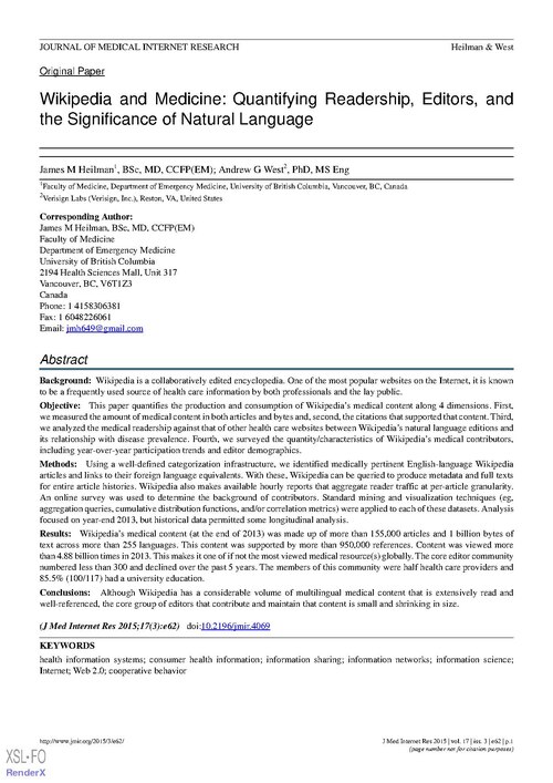 File:Wikipedia and Medicine Quantifying Readership, Editors, and.pdf
