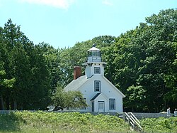 Old Mission Point Lighthouse at the northern end of M-37 on Old Mission Point