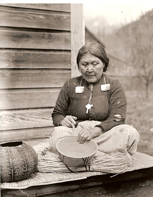 File:Kwakwaka'wakw woman with cedar basket.jpg