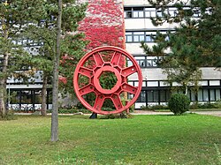 Giant gear in front of the mechanical engineering building, 2007