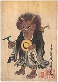 Kawanabe Kyōsai (1831–1889): An oni in wandering Buddhist priest's robes, 1864