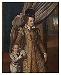 Posthumous portrait of Joanna of Austria with her son Philip by Giovanni Bizzelli, Uffizi Gallery>