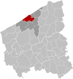 Location of Ostend in West Flanders