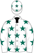 WHITE, dark green stars