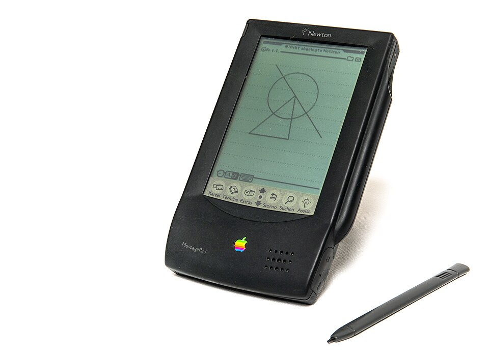 File:Apple Newton MessagePad 100 with stylus.jpg