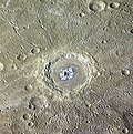 Exaggerated color view of Eminescu crater