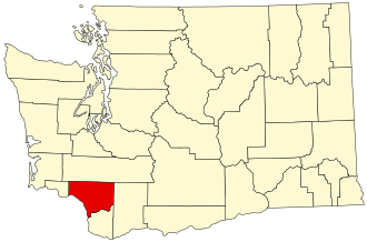 Map of Washington highlighting Cowlitz County