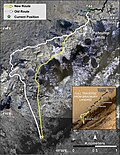 Close-up Map - new route (yellow) - Aeolis Mons slopes (September 11, 2014).