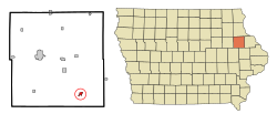 Location within Delaware County and Iowa