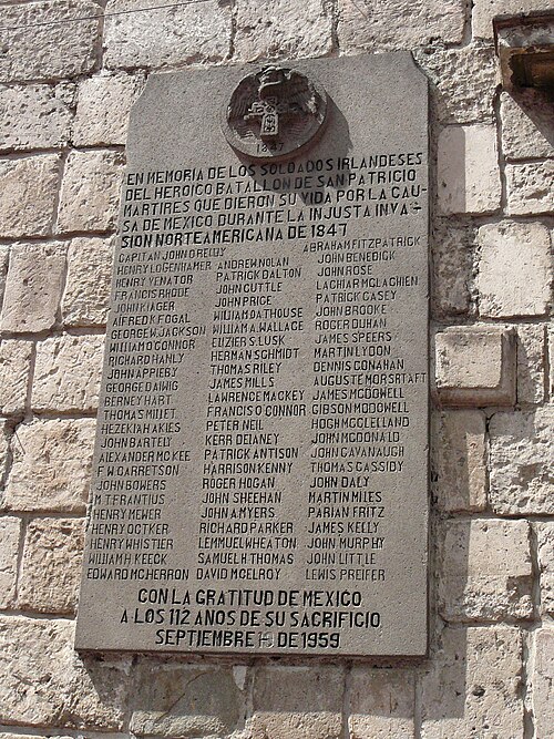 File:Saint Patrick's Battalion 1847, plaque Mexico.jpg