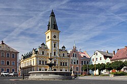 Town square with the town hall