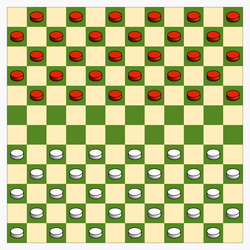 12×12 board, starting position in Canadian draughts