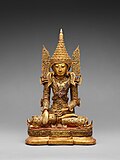 Crowned and bejeweled Buddha image. Mandalay Region, c. 1860-1880
